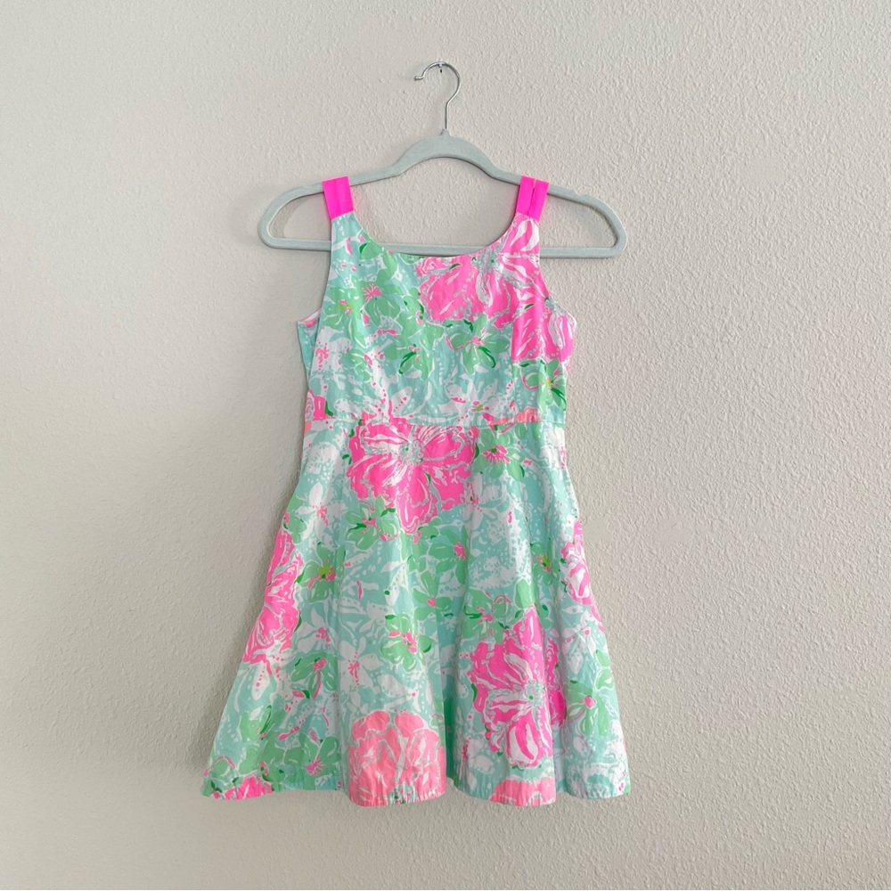 Lilly Pulitzer Charlie Fit & Flare Dress Girls POOLSIDE BLUE BEACH WALK
